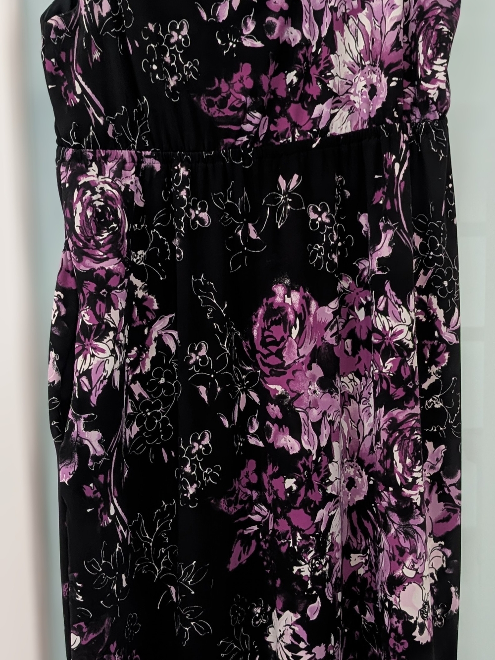 Northern Reflections Black and Purple Floral Maxi Dress